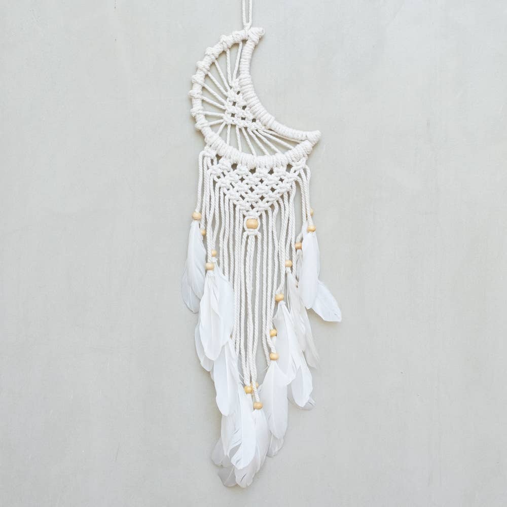 Crochet Macrame White Moon Dream Catcher Wall Dreamcatcher