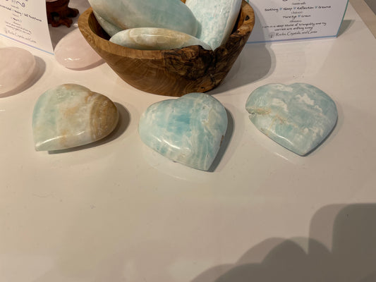 Caribbean Blue Calcite Heart