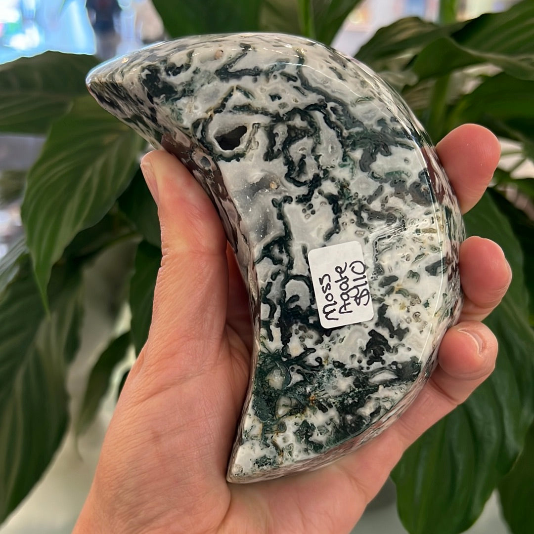 Moss Agate Moon Bowl