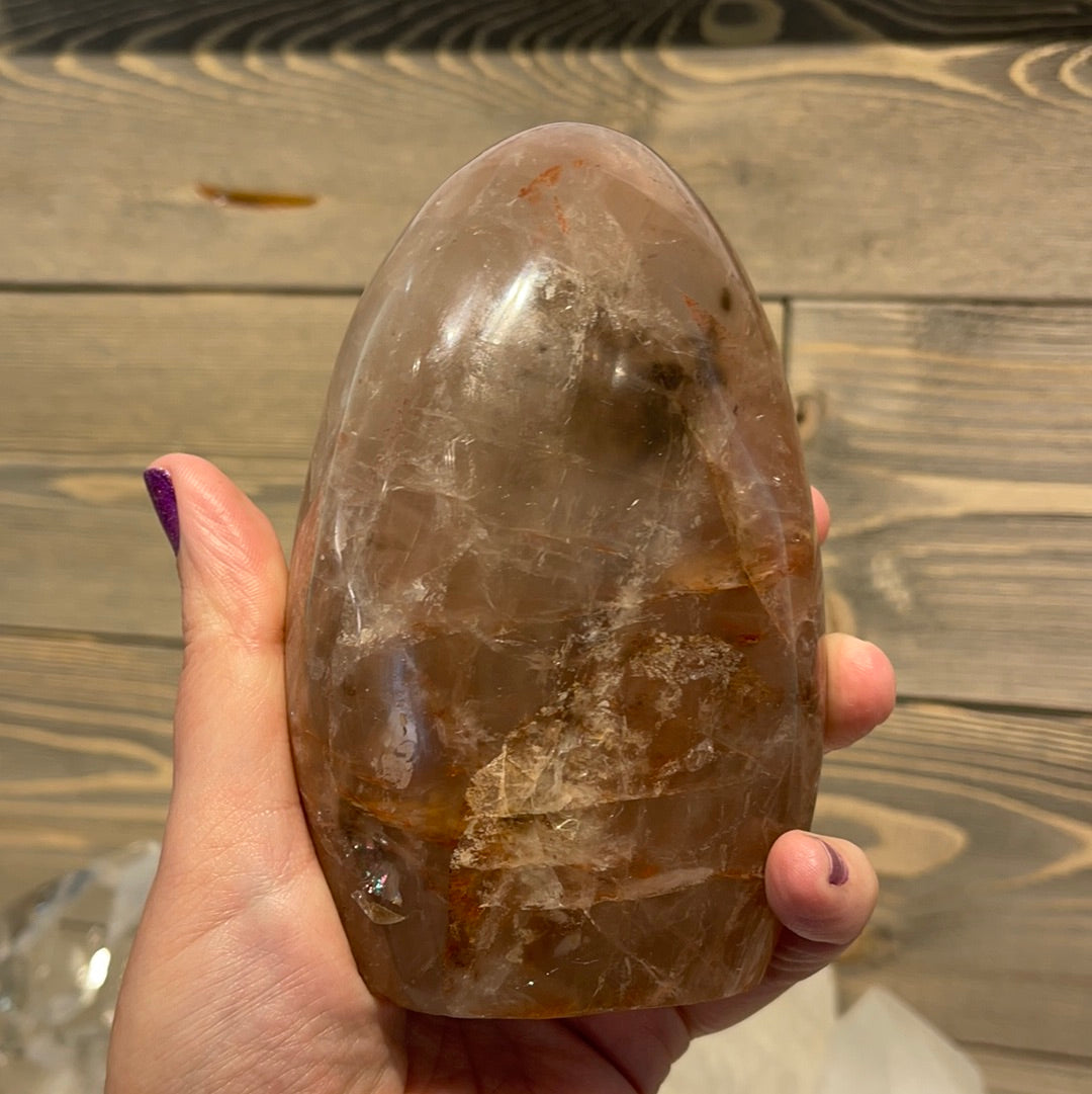Large Hematoid Quartz Freeform With Black Tourmaline