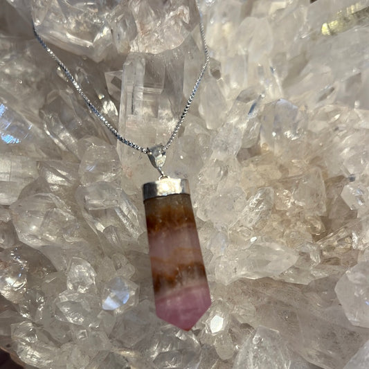 Pink Aragonite Pendant On Sterling Silver Chain