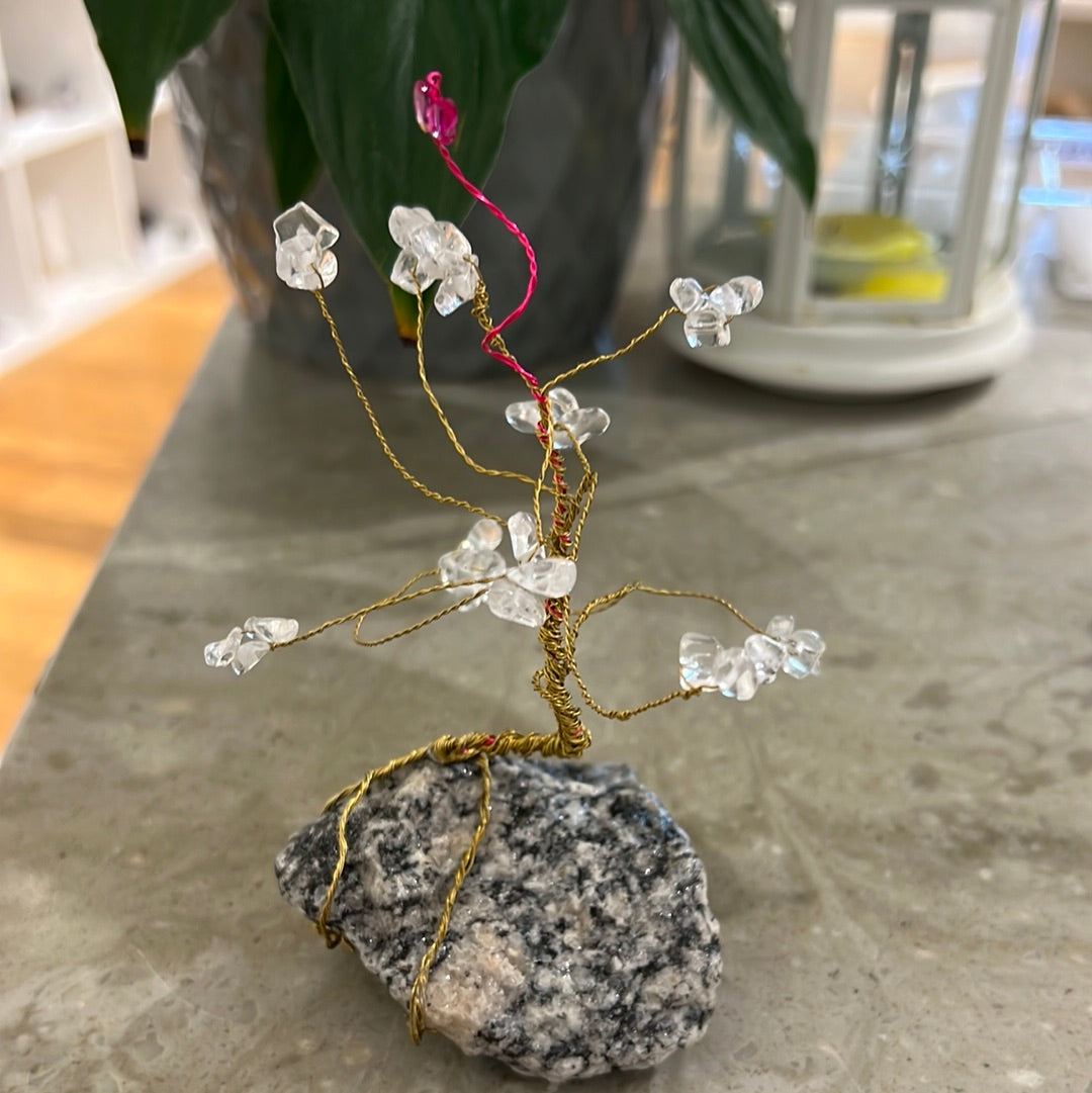 Quartz Tree Granite Base Swarovski Butterfly