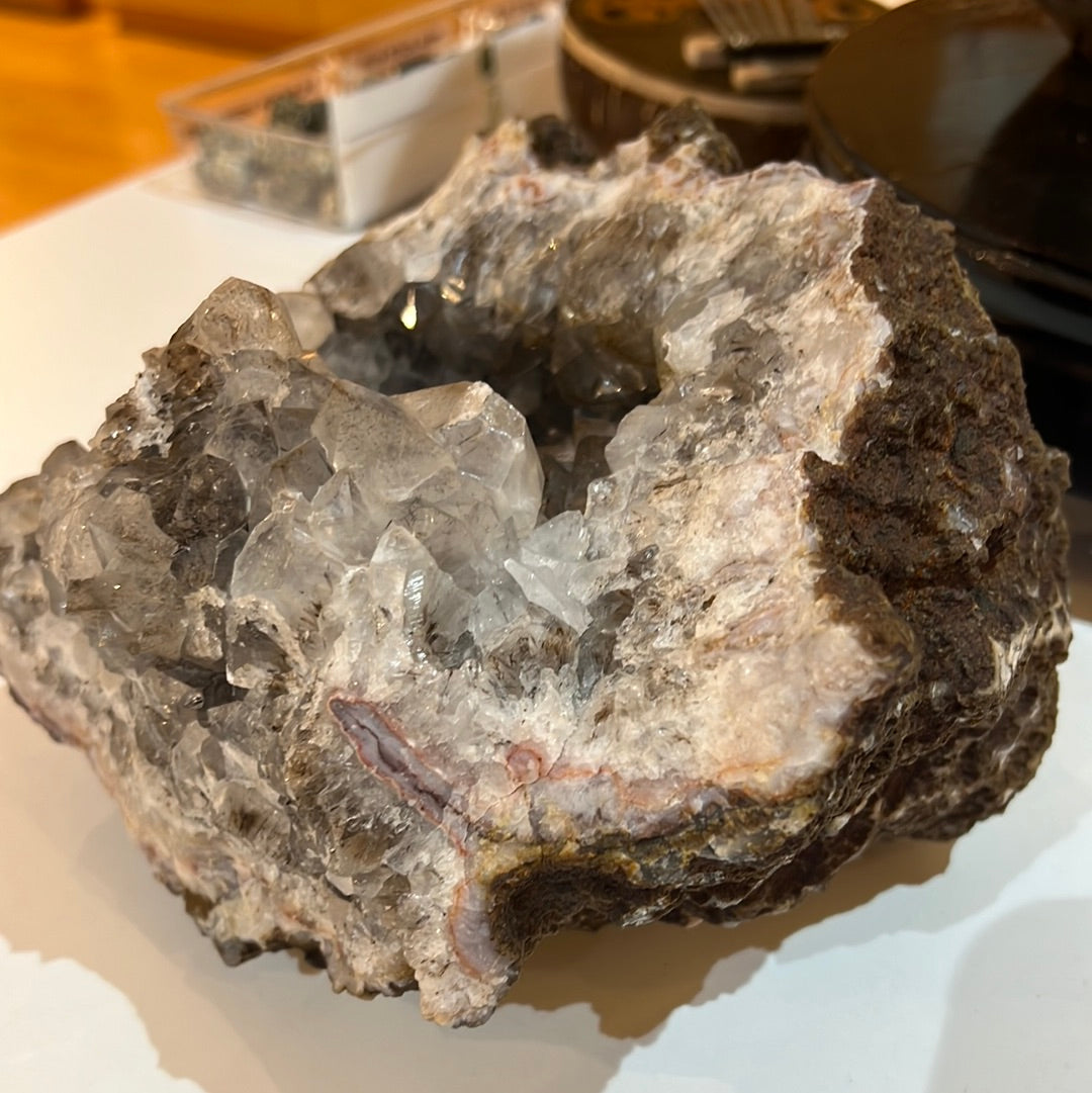Quartz Geode With Tourmaline And Rutile Inclusions