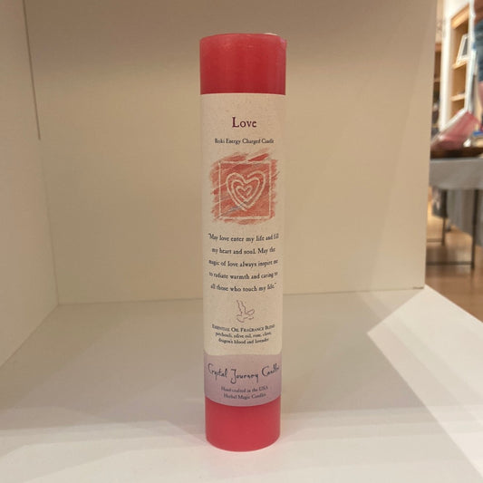 Love - Crystal Journey Thin Pillar Candle