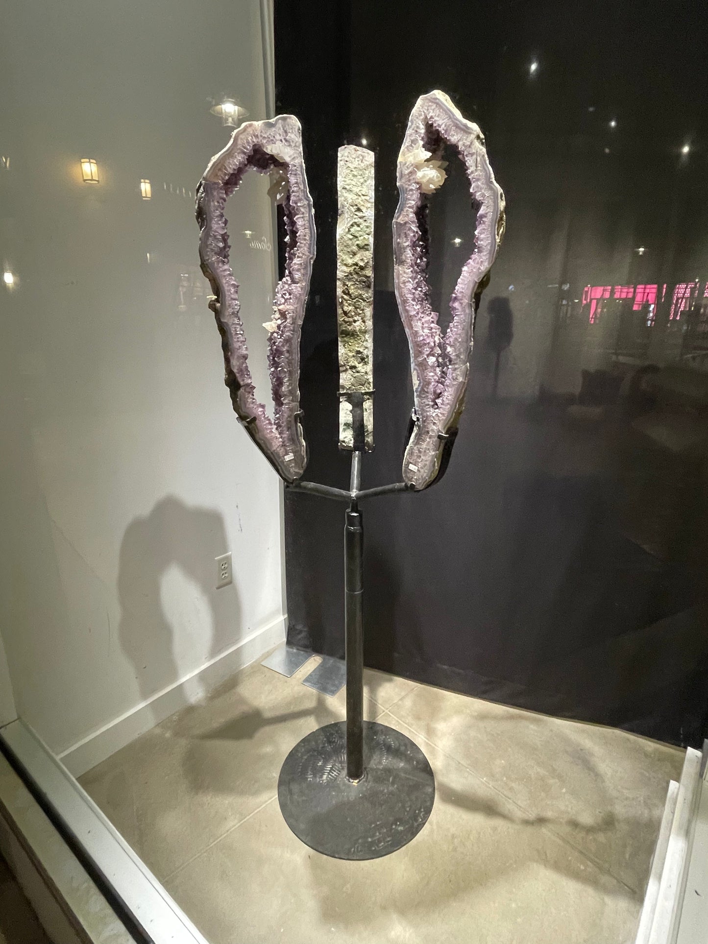 Brazilian Amethyst With Calcite And Spinning Custom Stand