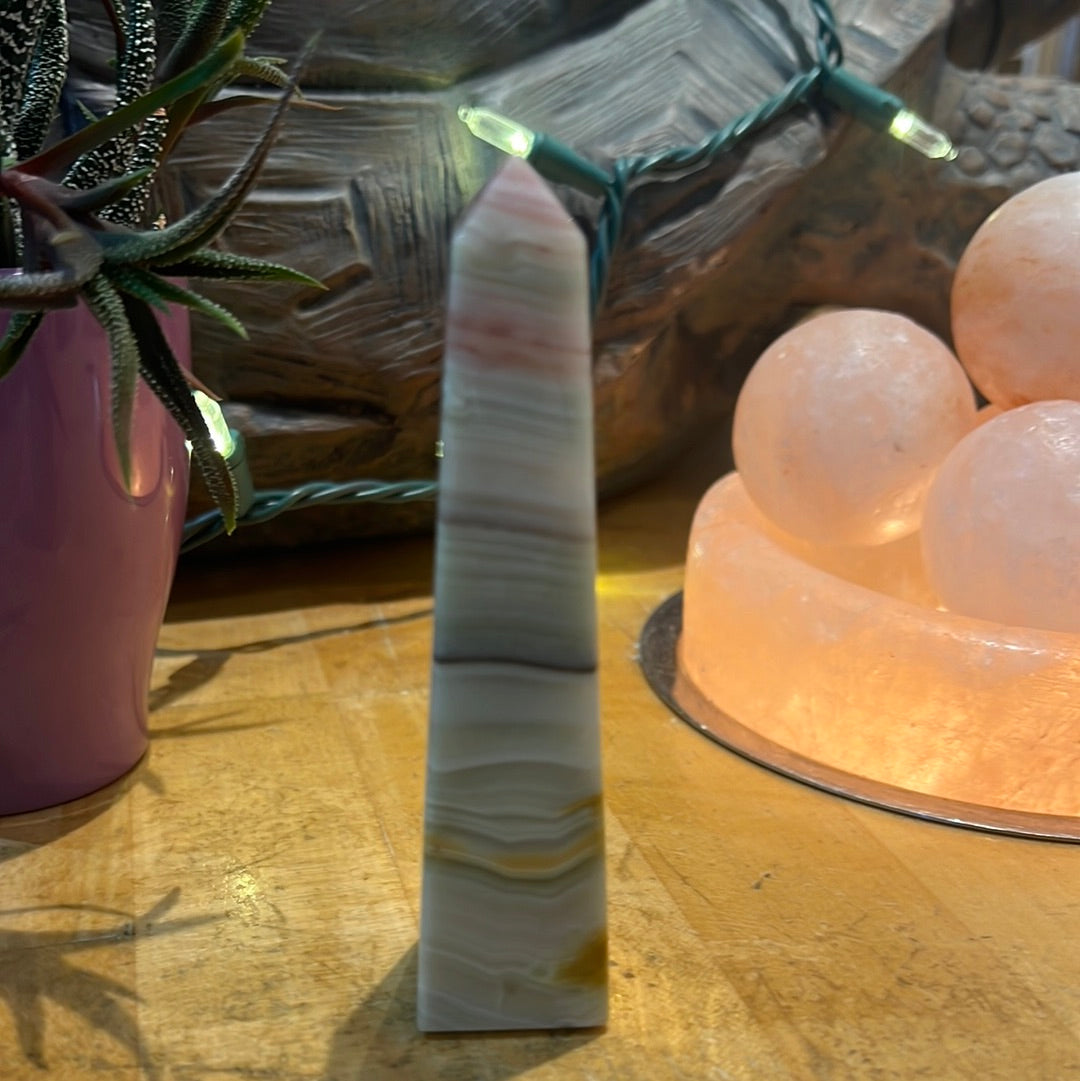 Pink Banded Onyx Tower