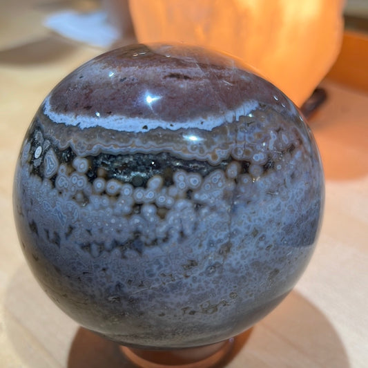 Ocean Jasper Sphere With Druzy Pockets