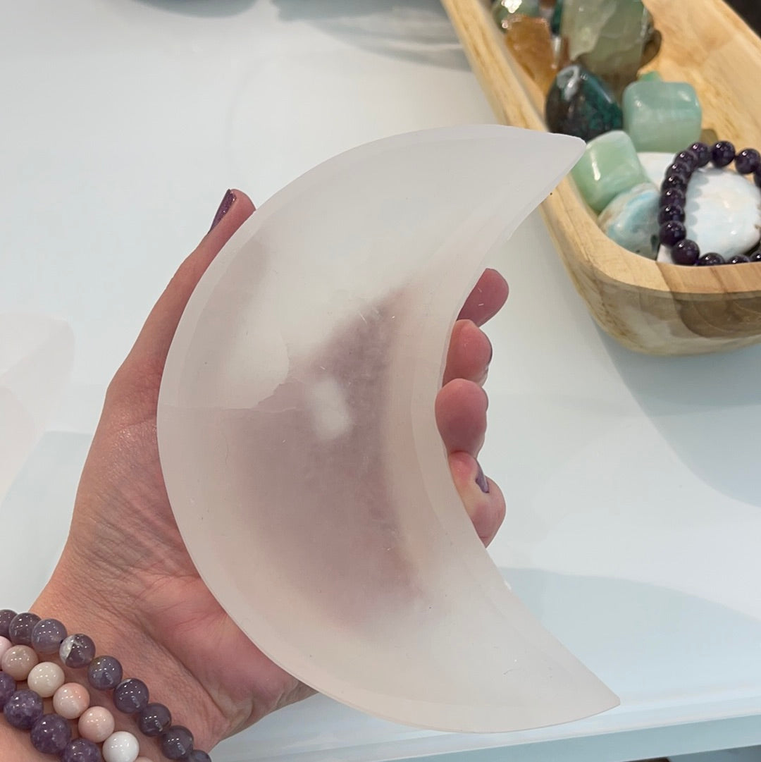Selenite Moon Bowl Large