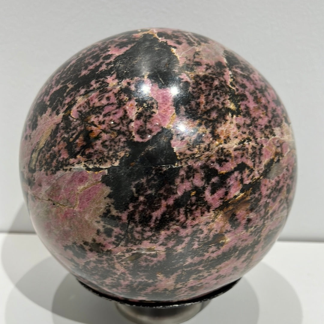 Rhodonite Sphere With Custom Stand