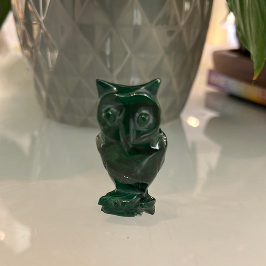 Malachite Owl Carving