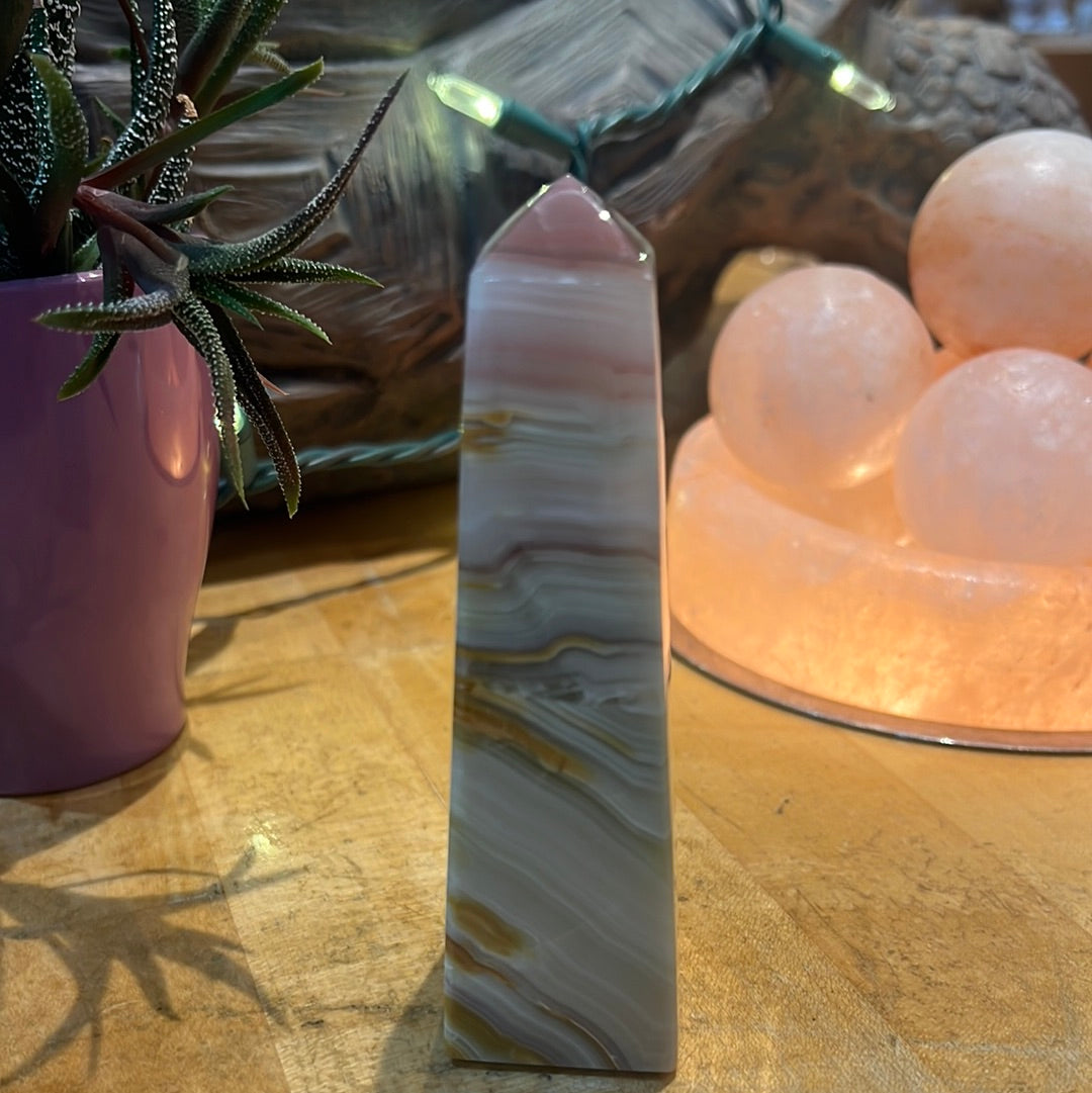 Pink Banded Onyx Tower