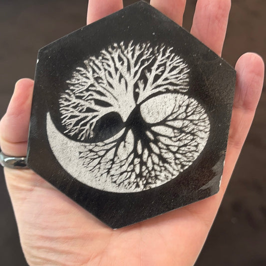 Selenite yin yang Tree charging Plate