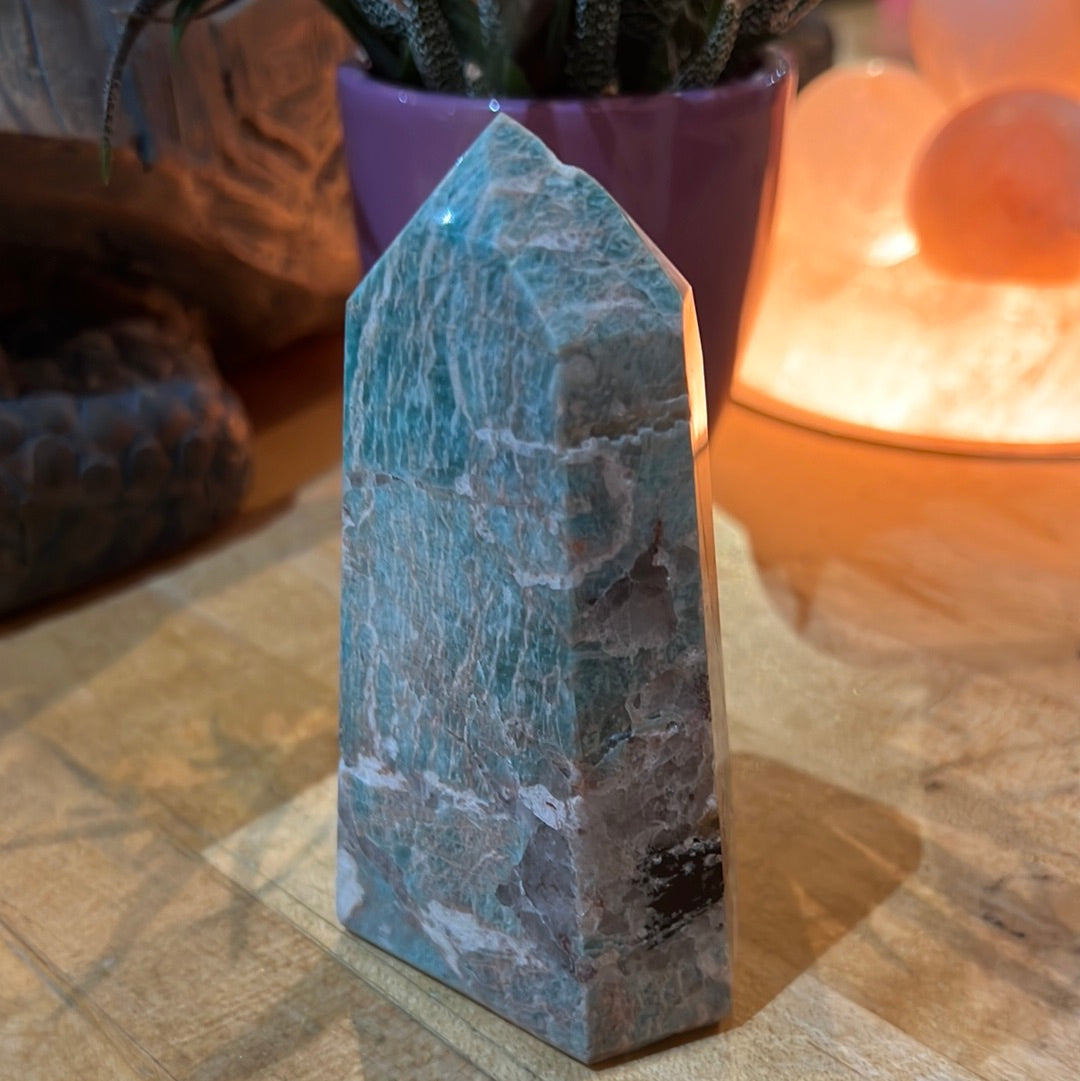 Amazonite With Smoky Quartz Tower