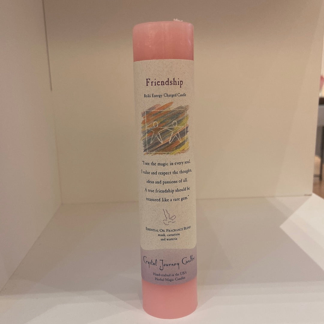 Friendship - Crystal Journey Thin Pillar Candle