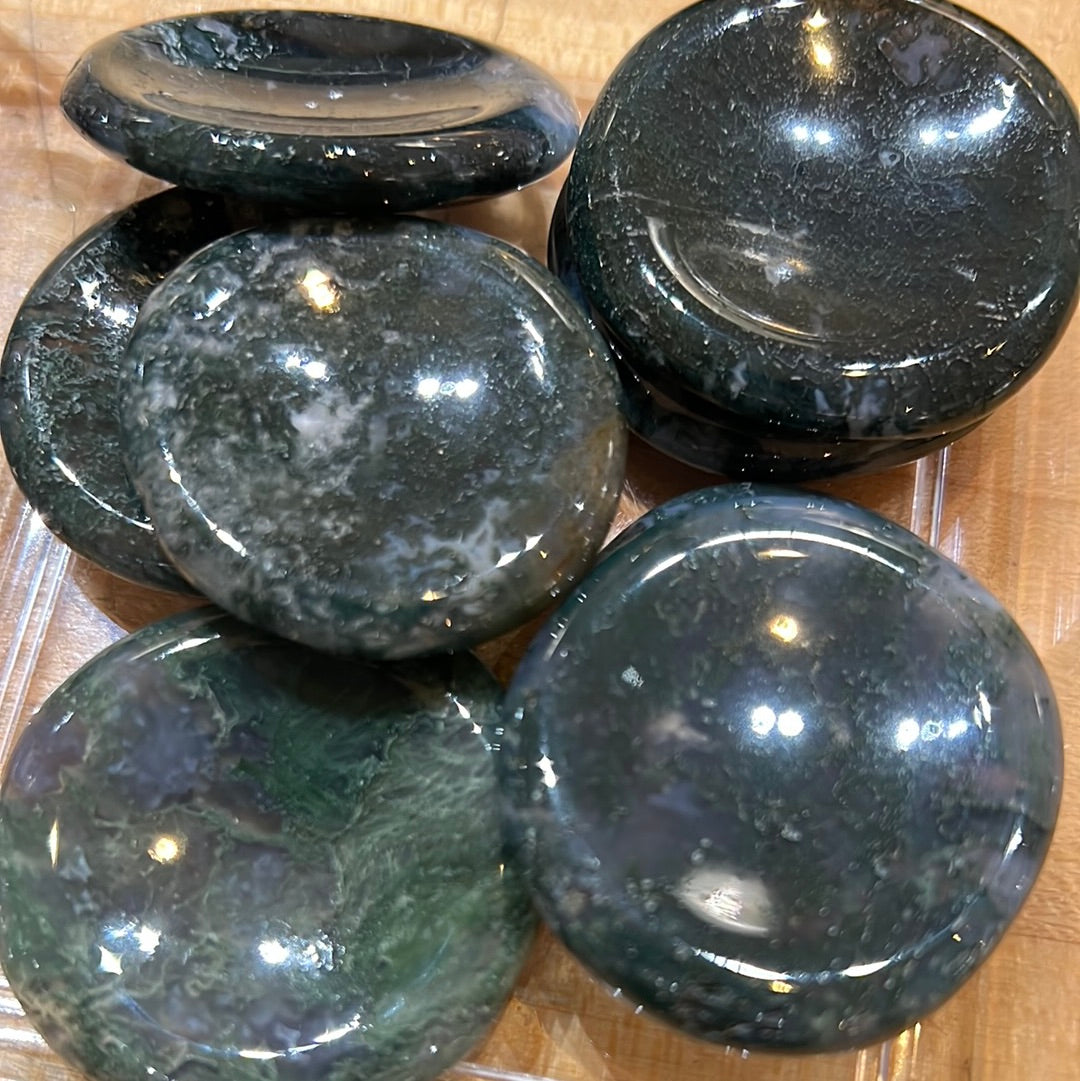 Moss Agate Worry Stone