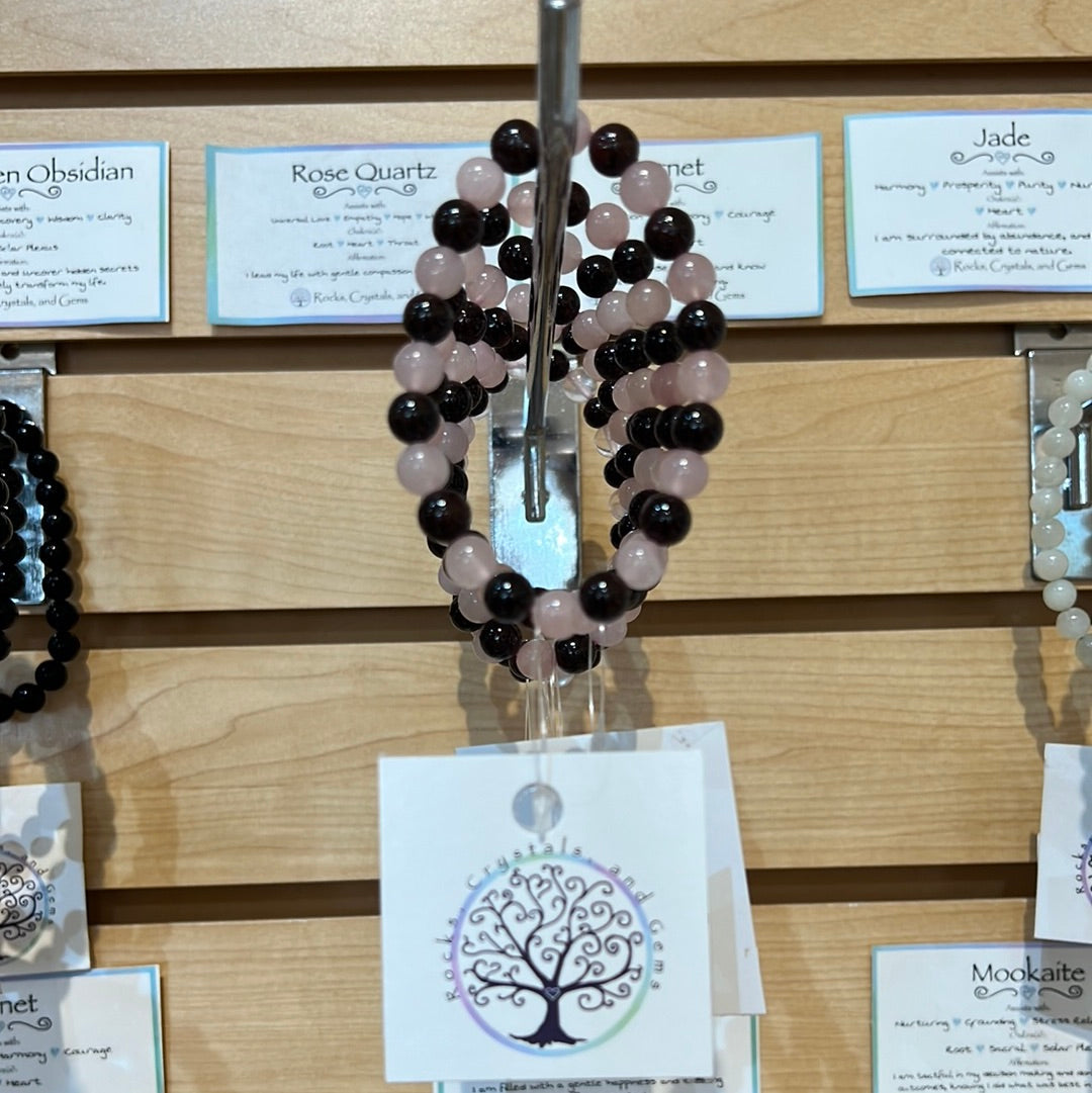 Rose Quartz and Garnet Bracelet