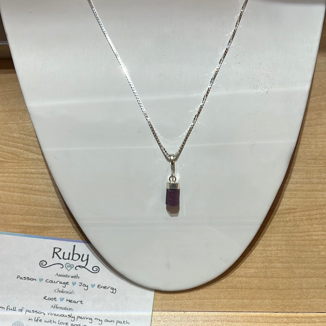 Ruby Pendant on Sterling Silver Chain