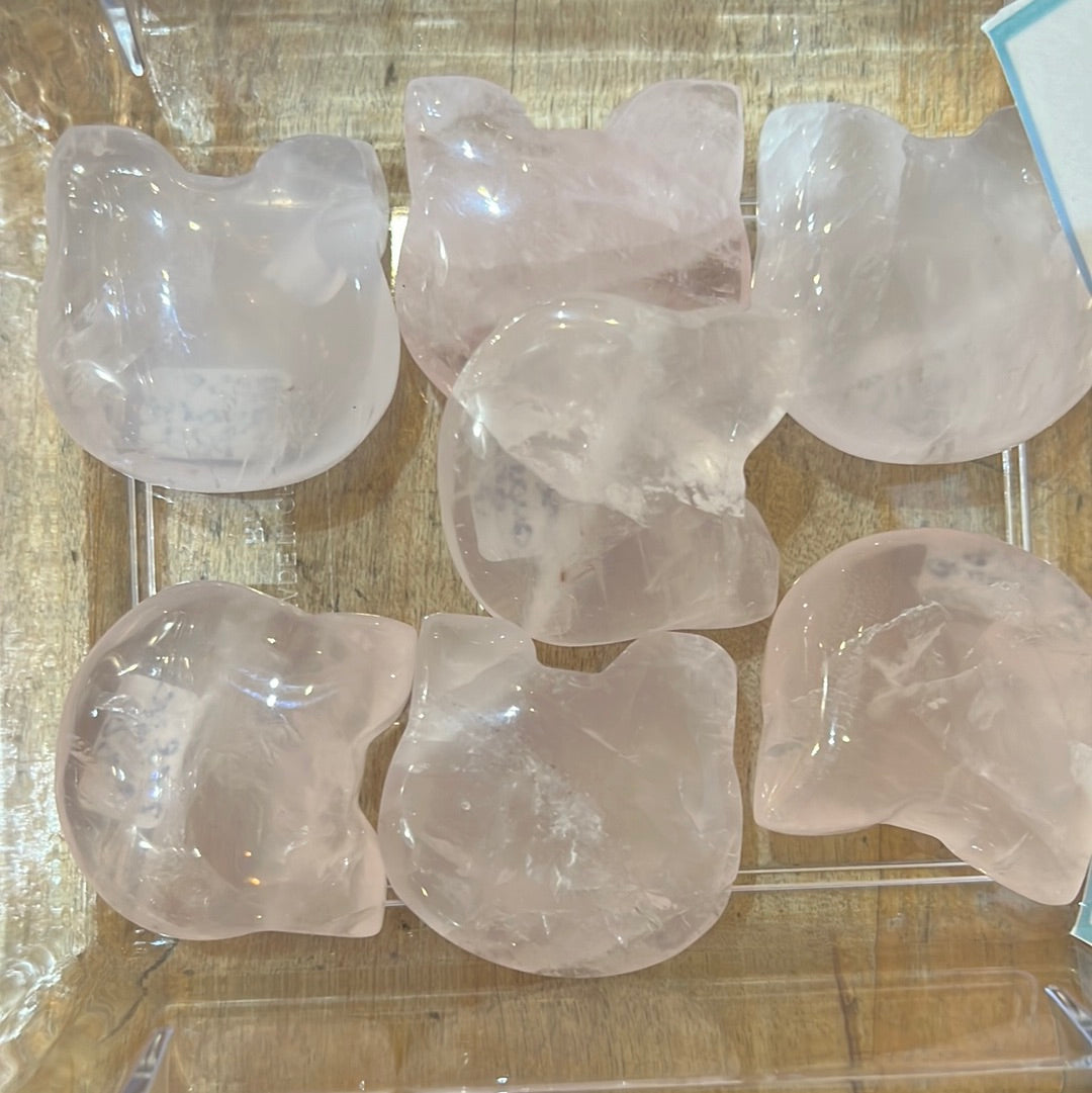 Rose Quartz Mini Cat Face