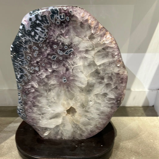 Large Polished Amethyst on Wood Base