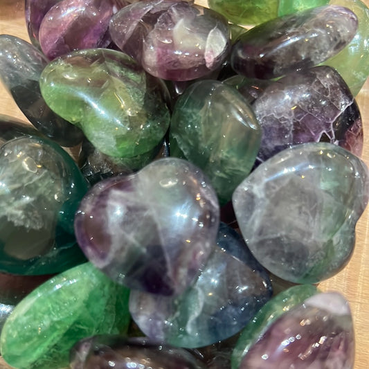 Rainbow Fluorite Mini Heart