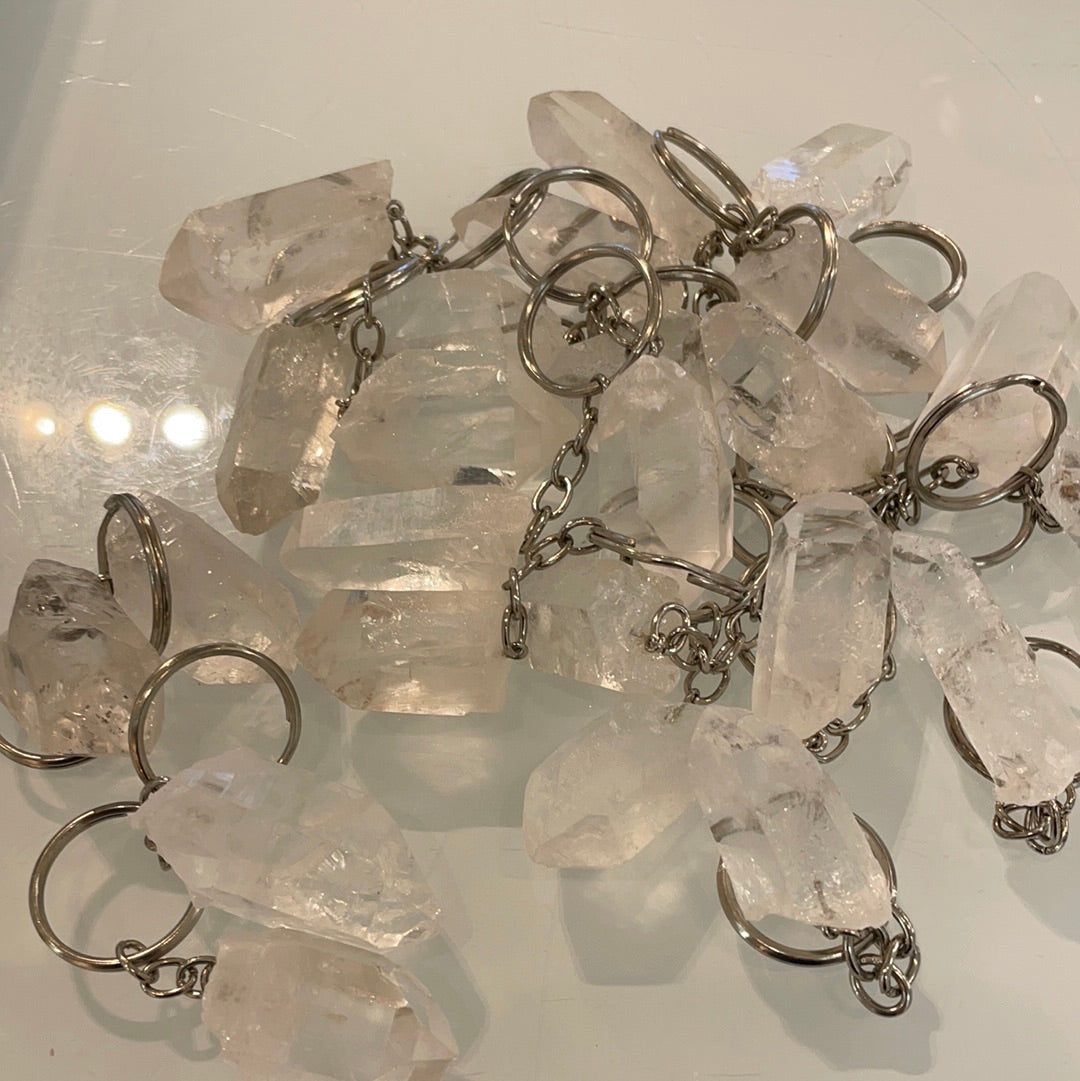 Clear Quartz Point Key Chain