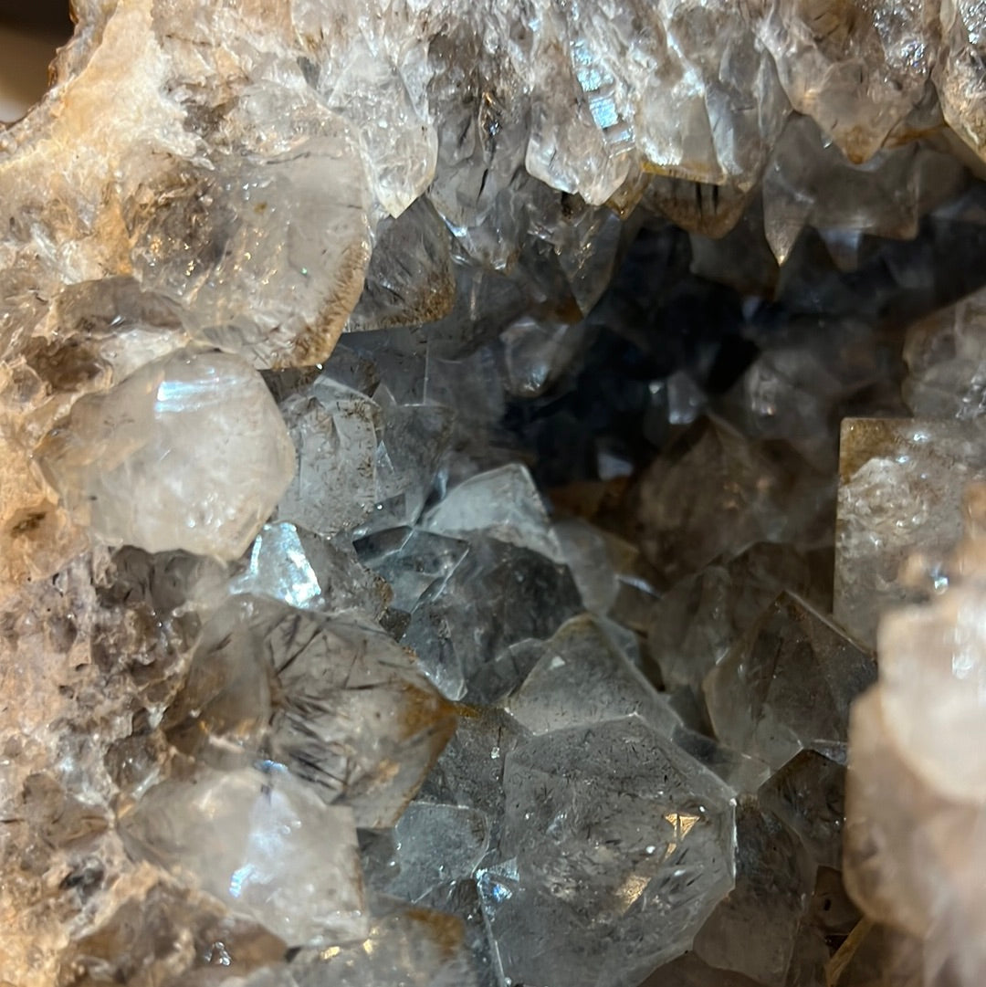Quartz Geode With Tourmaline And Rutile Inclusions