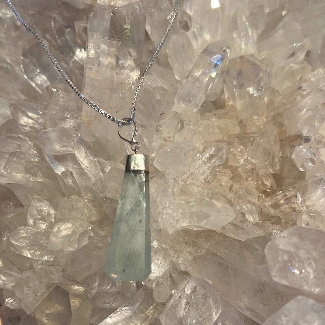 Aquamarine Pendant On Sterling Silver Chain