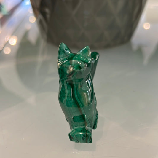 Malachite Cat Carving