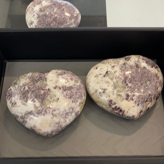 Lepidolite With Smoky Quartz Hearts Large