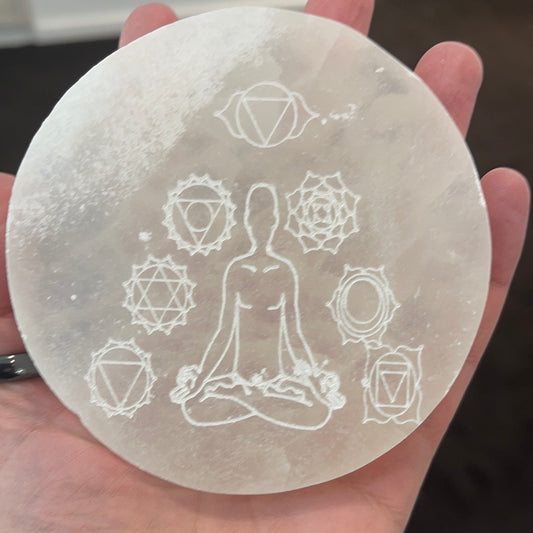 Selenite Chakra Meditation Charging Plate