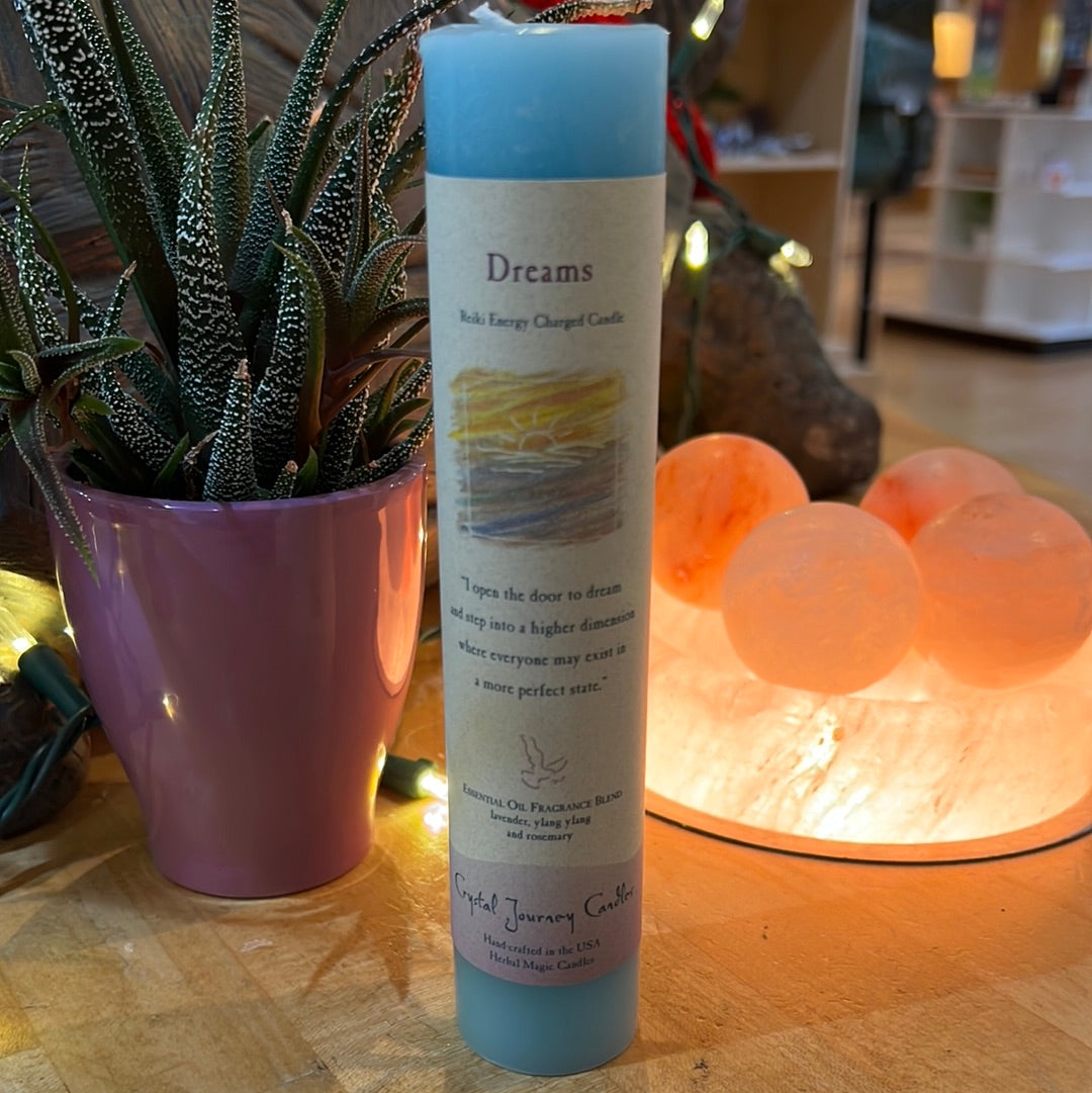 Dreams-Crystal Journey Thin Pillar Candle
