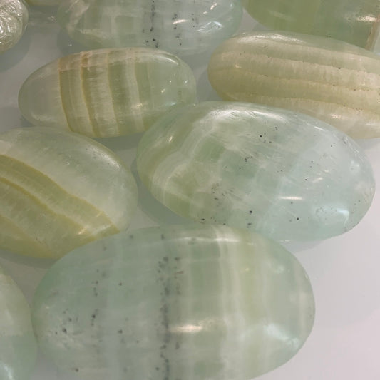 Pistachio Calcite Palm Stone