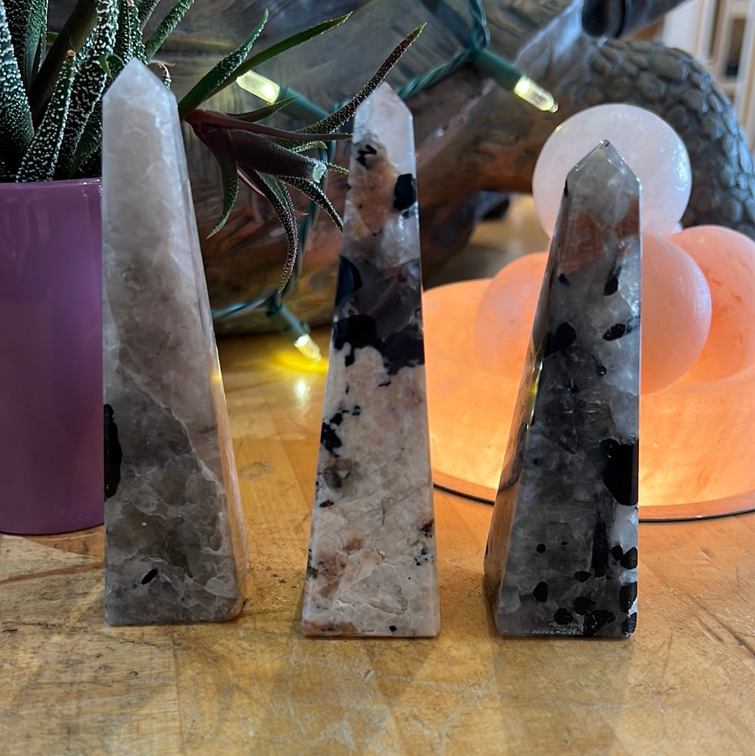 Black Tourmaline On Feldspar