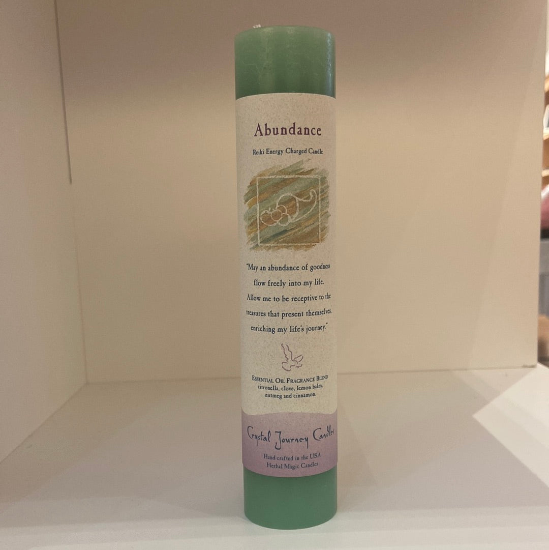 Abundance - Crystal Journey Thin Pillar Candle