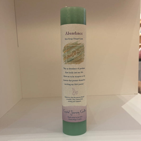 Abundance - Crystal Journey Thin Pillar Candle