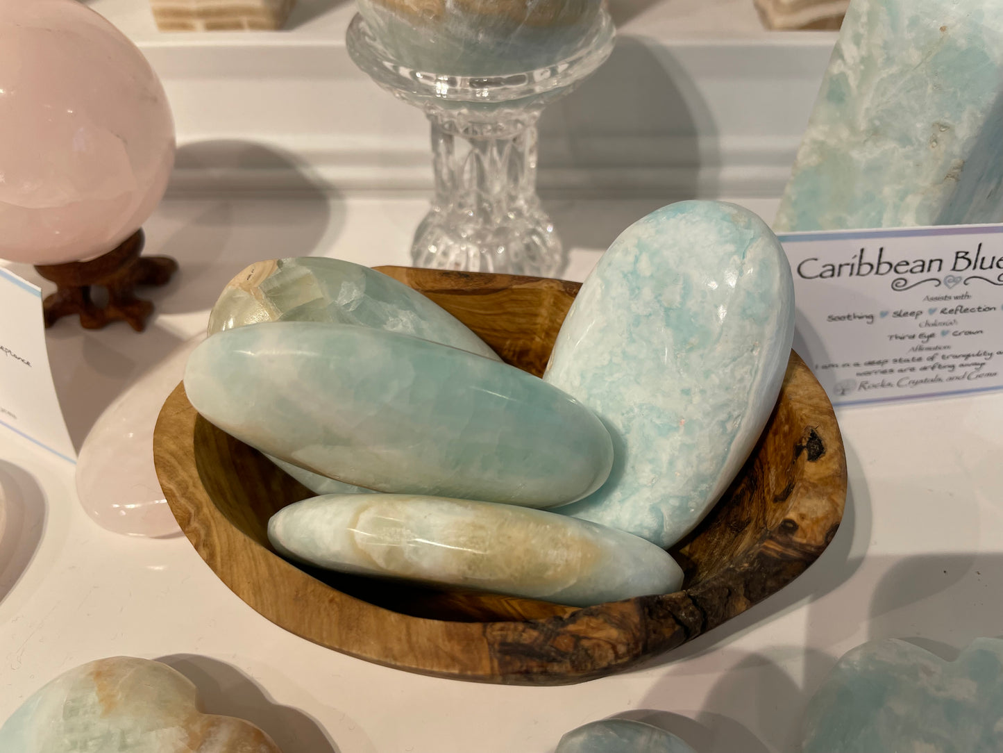 Caribbean Blue Calcite Palm Stone