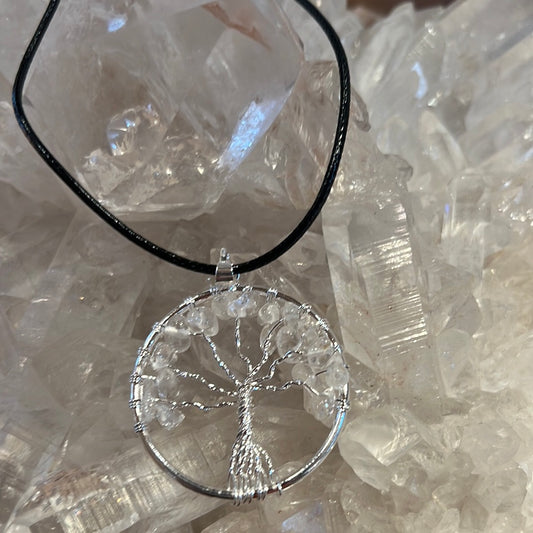 Clear Quartz Tree Of Life Necklace