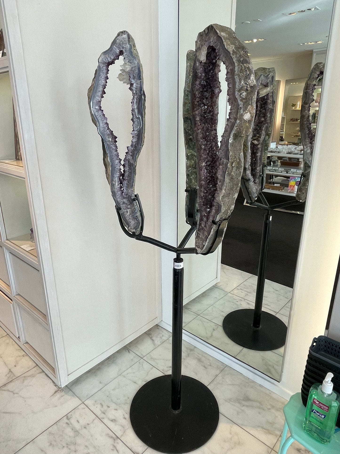 Brazilian Amethyst With Calcite And Spinning Custom Stand